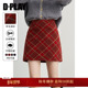 DPLAY 格子裙加厚呢子短裙A字裙 红色半身裙女短款 惠品 2025冬季