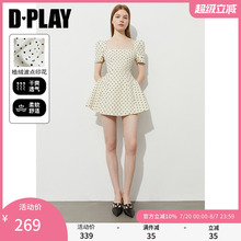 DPLAY2025年夏季新款白色波点连衣裙女好看法式短款收腰裙子短裙
