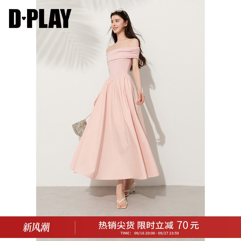 DPLAY一字肩衬衫连衣裙图片