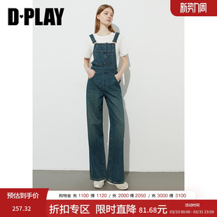 女时尚 法式 修身 DPLAY夏季 连衣裤 蓝色背带裤 牛仔连体裤 新款