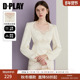 长袖 DPLAY2026春季 上衣 女法式 蕾丝拼接衬衣缎面小衫 新款 白色衬衫