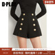 DPLAY轻奢極致比例显腿长经典 黑高腰重工双排扣A字短裤