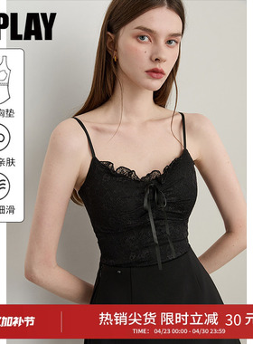 DPLAY【惠品】黑色蕾丝吊带背心女含胸垫可外穿上衣2026年夏新