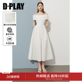 新款 2026春季 白色一字肩连衣裙女礼服小白裙 初恋裙系列 DPLAY
