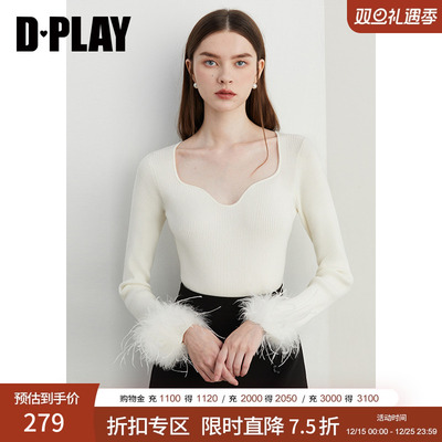DPLAY异形领修身针织衫