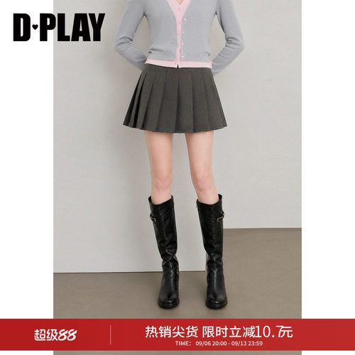 DPLAY学院风百褶半身裙短裙