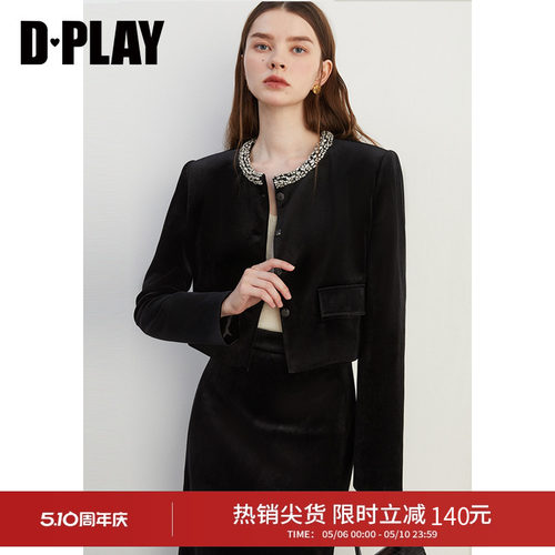 DPLAY小香风套装丝绒外套