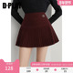 红色百褶裙高腰A字修身 DPLAY 半身裙女 新款 法式 惠品 秋季