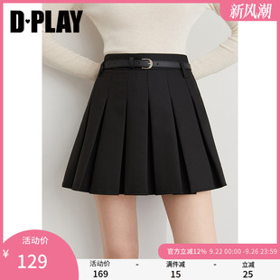 黑色半身裙女休閑通勤短款 裙子短裙半裙百褶裙 新款 DPLAY2025秋季