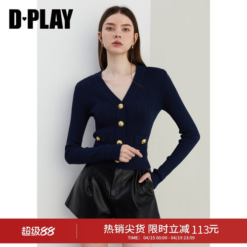 针织开衫DPLAY通勤V领修身型