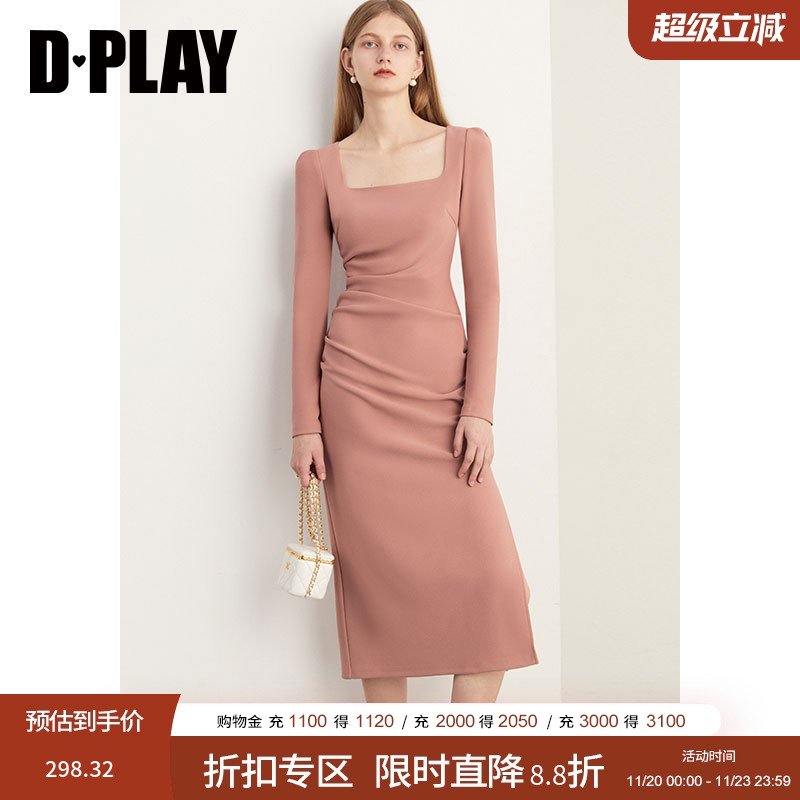 DPLAY法式复古泡泡袖连衣裙