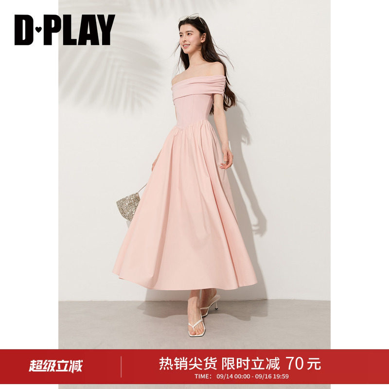 DPLAY一字肩衬衫连衣裙图片