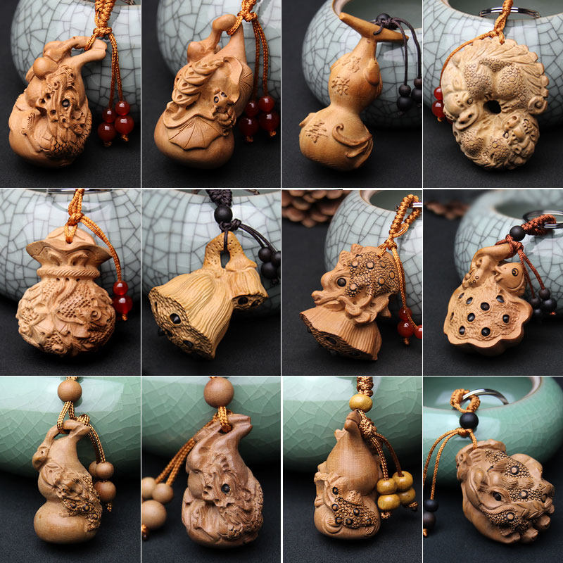 泰山福缘阁桃木貔貅葫芦钥匙扣项链挂件三足金蟾蝙蝠汽车饰品,家居饰品,木雕,淘宝优惠券,粉丝福利购,淘宝优惠卷