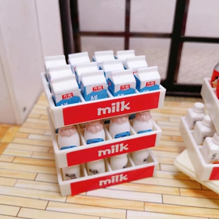 微缩迷你仿真饮料牛奶一打套装 整套哇哇屋场景模型玩具拍摄道具