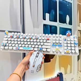 公仔无线蓝牙三模机械键盘有线电脑笔记本104键DIY叮当猫键鼠定制