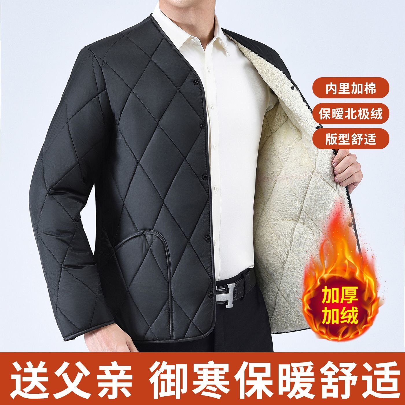中老年爸爸装男士羽绒服内胆贴身小棉袄男款2026新款保暖棉衣内穿