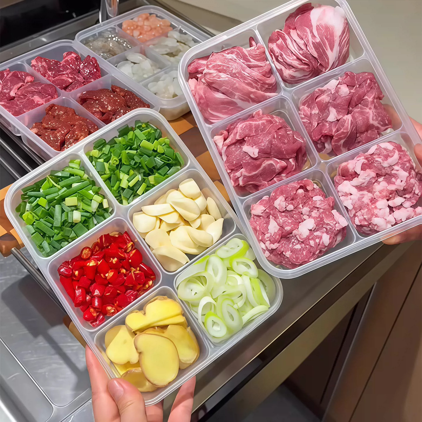 冰箱冻肉分格盒子冷冻食品级收纳盒专用小号保鲜盒分装盒整理神器
