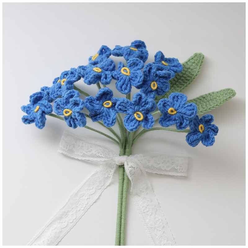 MI MA HAND-MADE FORGET-ME-NOT VELVET HAND-WOVEN BOUQUET DIY MATERIAL PACKAGE WOOL HOMEMADE GIFT FINISHED PRODUCT CUSTOMIZATION