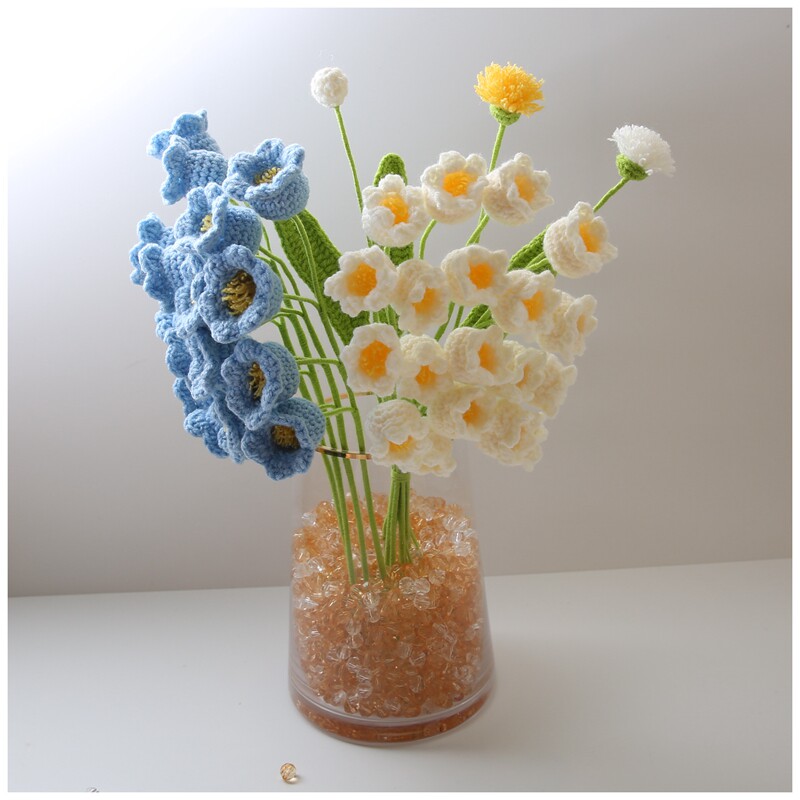 LILY OF THE VALLEY HAND-WOVEN BOUQUET IMMORTAL FLOWER CROCHET YARN DIY MATERIAL PACKAGE GIFT FOR BOYFRIEND AND GIRLFRIEND FINISHED PRODUCT CUSTOMIZATION