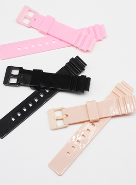 替换卡西欧手表带配件适用LRW-200H女表黑白色树脂橡胶手表链包邮