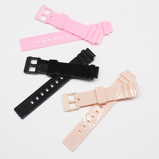 包邮 替换卡西欧手表带配件适用LRW 200H女表黑白色树脂橡胶手表链