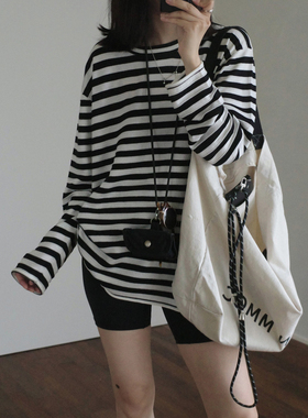 MMCC慵懒风宽松显瘦柔软撞色条纹针织衫空调衫防嗮衣打底衫女