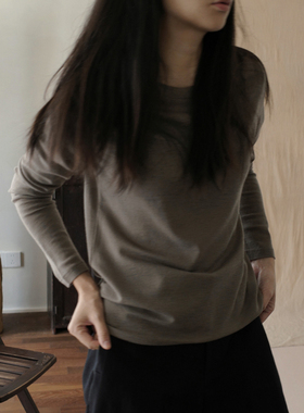 MMCC慵懒风简约休闲舒适百搭长袖圆领打底衫针织衫上衣
