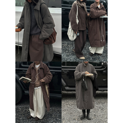 MMCC 95白鹅绒 按扣款翻领长袖羽绒服大被子超长款保暖鹅绒服外套