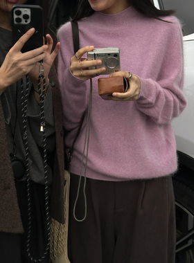 MMCC慵懒风绵羊毛山羊绒混纺 高领堆堆领 半高领套头针织衫毛衣