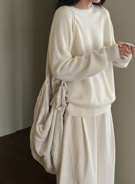 MMCC高品质山羊绒 触肤即暖 温柔气质圆领长袖针织衫打底衫毛衫女