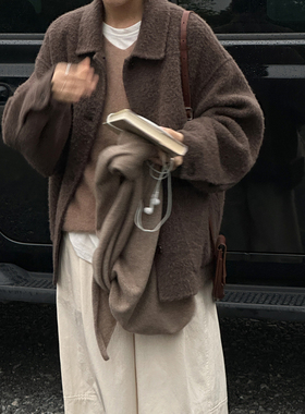 MMCC进口苏力 高级感气质百搭温柔翻领羊驼毛短款大衣外套女