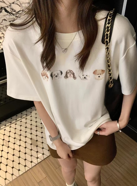 纯棉短袖t恤女夏季2026新款爆款设计感小众美式宽松正肩半袖上衣