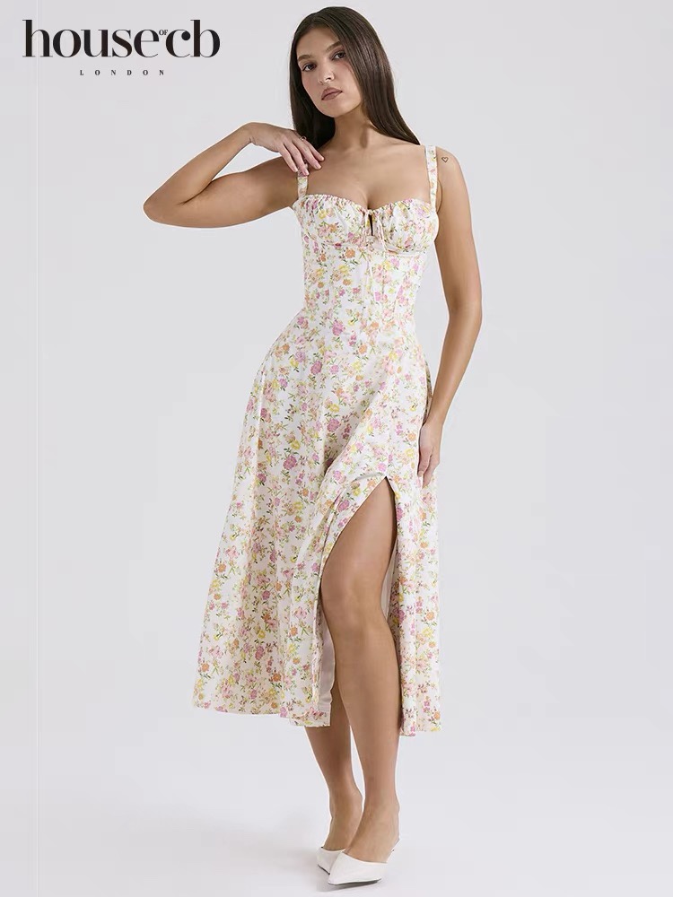 House of CB 吊带连衣裙束腰长裙子女2024新款女装春季穿搭Carmen