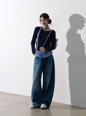 LAFREEDOM韩系假两件撞色挂脖针织衫女秋冬打底 LAF350902