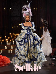 【Selkie官方授权】秋上新|纽约时装周秀款 杏底雅典娜印花礼服