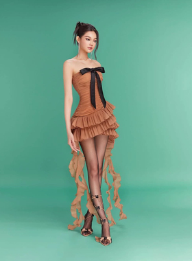 越南小众品牌Laneci甜美纯欲蝴蝶结抹胸包臀裙noneofus