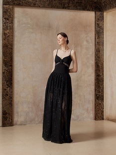 Fa sogno珐颂官方授权原创墨色星澜礼服裙吊带长款连衣裙