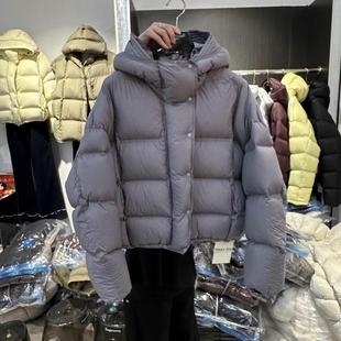 penny60336欧货休闲宽松连帽短款羽绒服女2025冬季简约白鸭绒外套