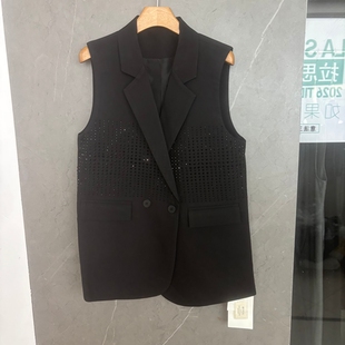 布依快线M8053欧货百搭西装 2026马夹潮 领烫钻简约马甲外套女春装