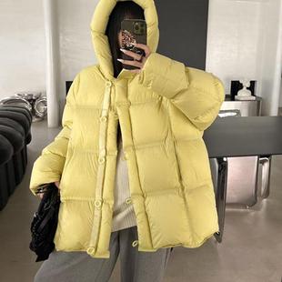 PENNY60800欧货泡芙羽绒服2025冬新品休闲中长款连帽白鸭绒外套女