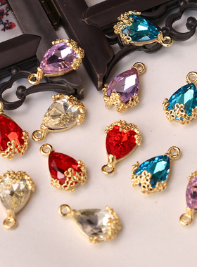 手工diy自制发簪材料琉璃包边水滴吊坠13*21mm步摇流苏配件Z400