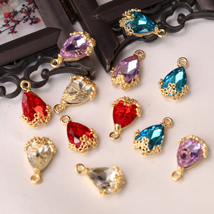 手工diy自制发簪材料琉璃包边水滴吊坠13 21mm步摇流苏配件Z400