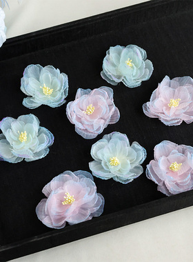 欧根纱超仙渐变花朵手工diy辅料6.5cm布艺配饰汉服发饰材料HD480