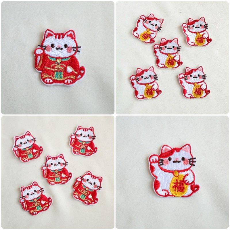 新年发财猫刺绣贴片手工diy发饰服饰配件自制古风发夹辅料HD520,饰品/流行首饰/时尚饰品新,其他DIY饰品配件,淘宝优惠券,粉丝福利购,淘宝优惠卷