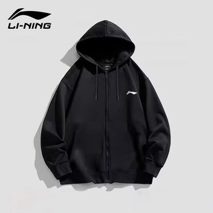 连帽外套男士 新款 春季 黑色休闲上衣春季 棉质运动卫衣男 款 李宁开衫