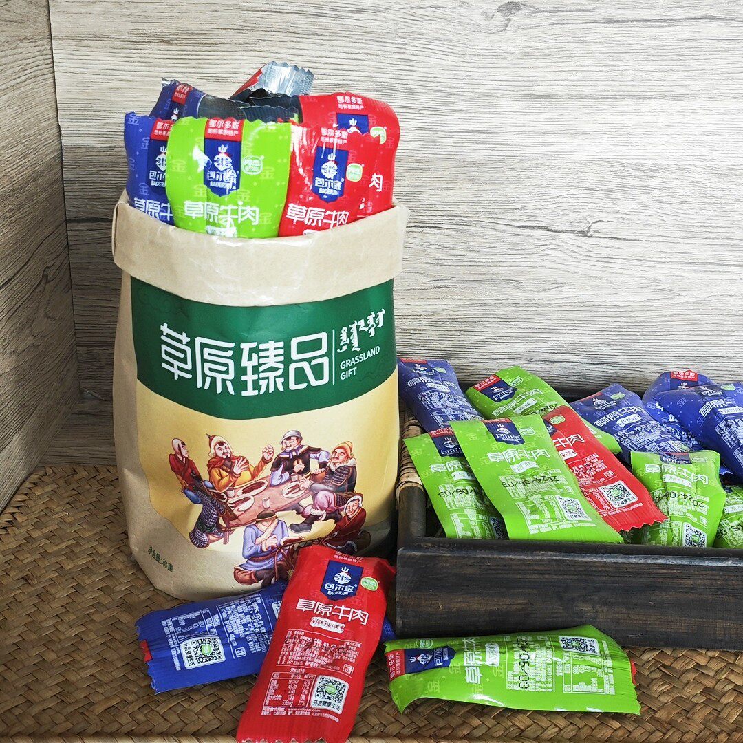 正品阿恋包尔金草原牛肉干250g原味麻辣孜然内蒙古鄂尔多斯特产