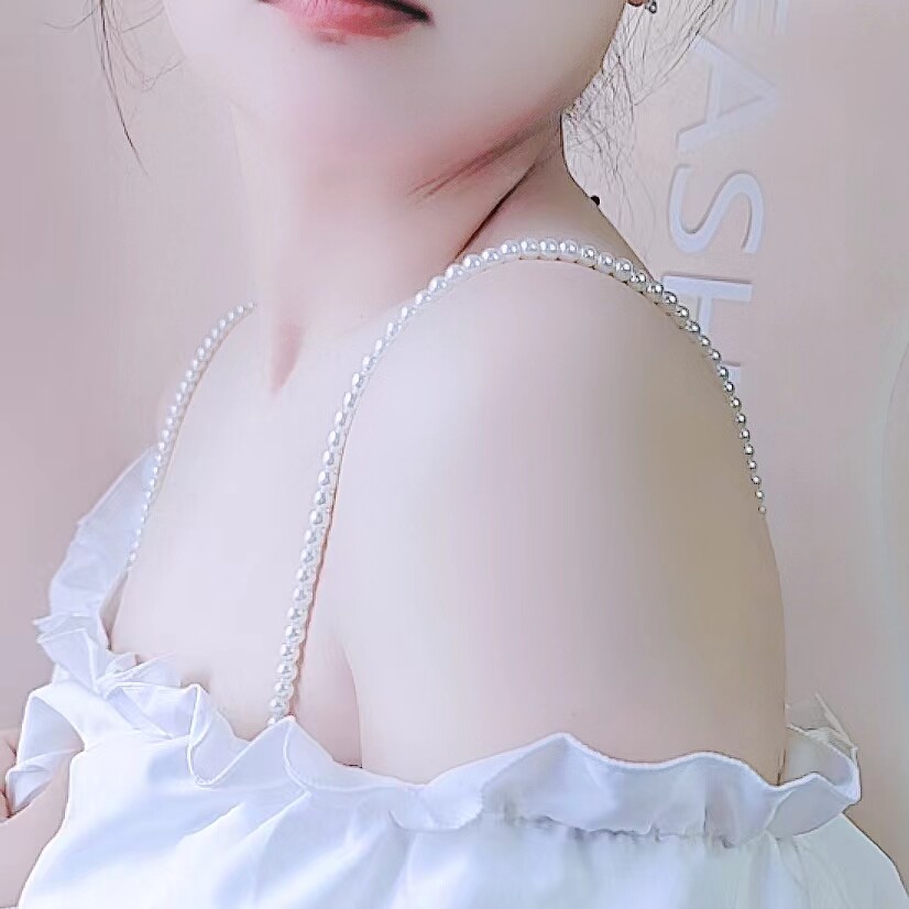 6韩新娘服装配饰珍珠珠链文胸带子裹胸隐形肩带一字肩汉服礼服带