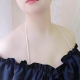 古典优雅仿珍珠弹力挂脖肩带文胸内衣钻串珠一字领汉服夏无痕隐形