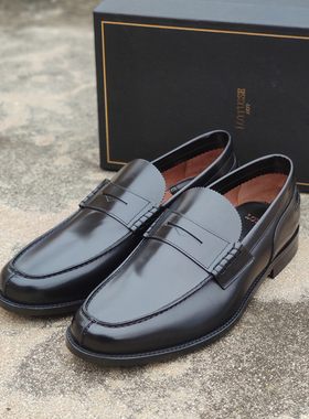 西班牙Lottusse乐途仕男士亮面一脚蹬正装懒人皮鞋莫卡辛鞋 L6902