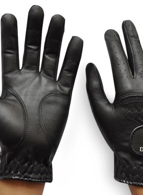 正品Dominant/德美特 男士高尔夫手套 左右手双手 黑色羊皮 加厚